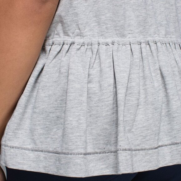 Cute Lululemon Peplum Tee Top Blouse in Heathered Gray Micro Stripe - Picture 8 of 9